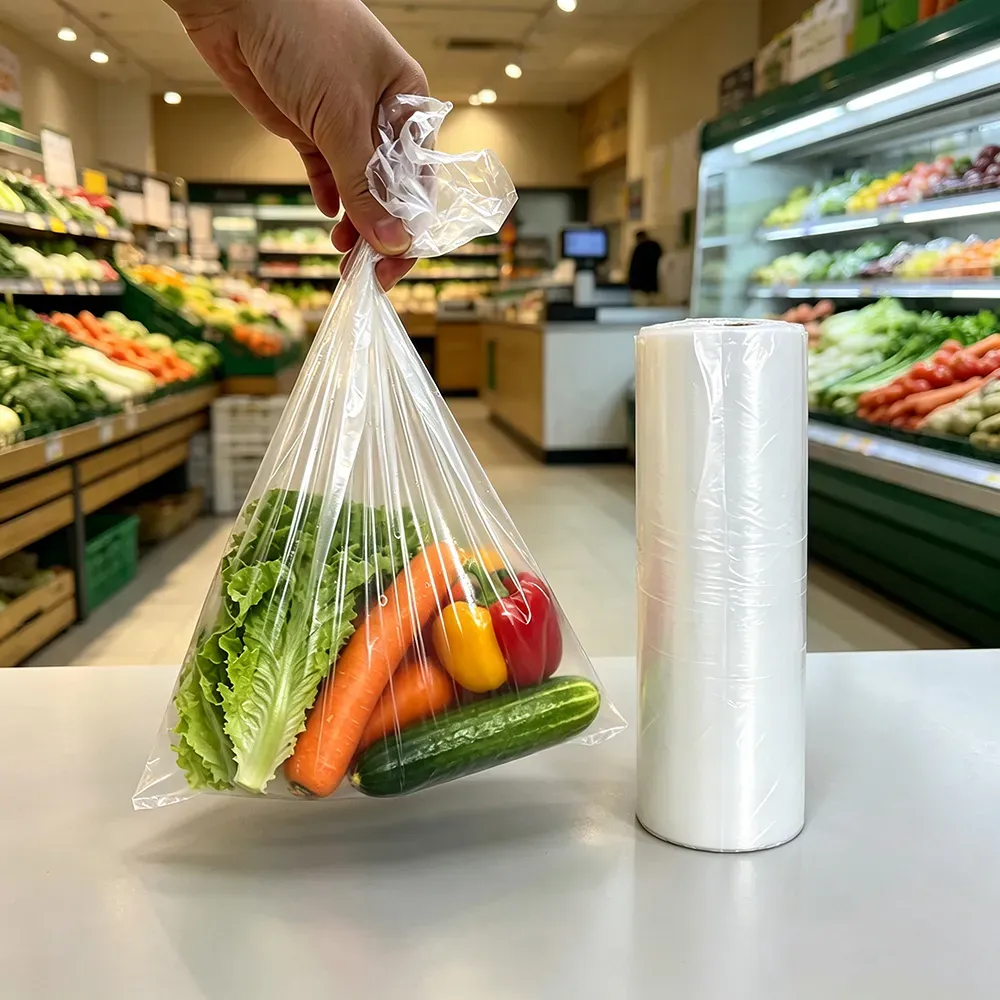 plastic food bags on a roll